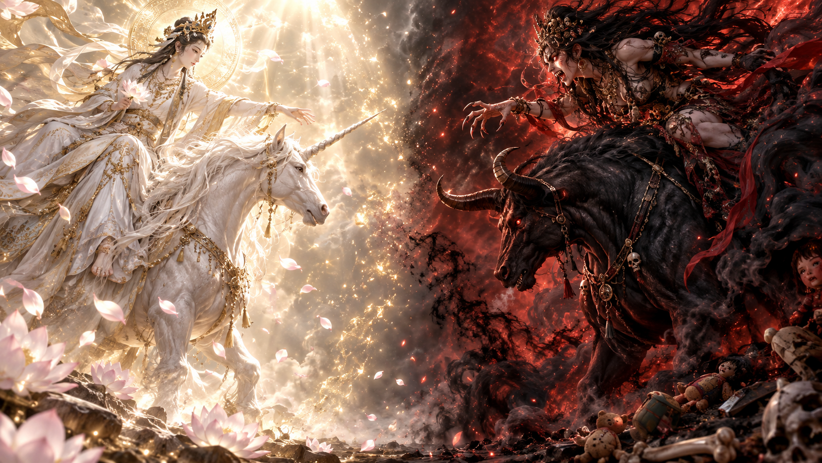 Kannon Bodhisattva vs. Kishimojin (Pre-Reincarnation) / Yasha